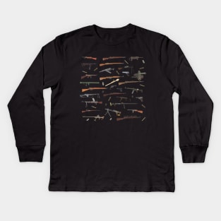 WW2 Weapons Pattern Kids Long Sleeve T-Shirt